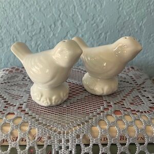 White Porcelain Bird Salt and Pepper Shakers